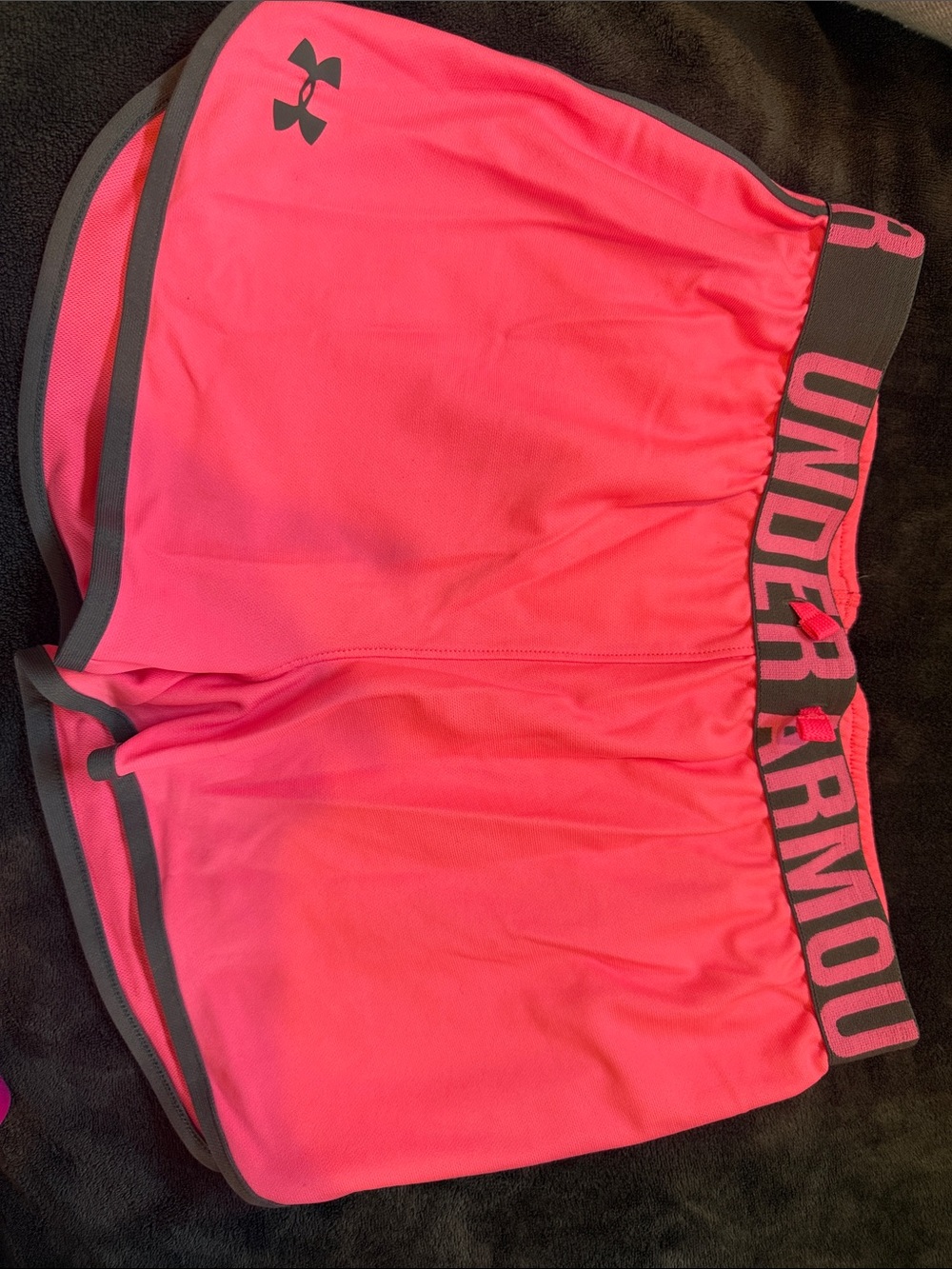 Under Armour Hot Pink Athletic Shorts with Gray Trim